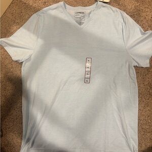 Express Men's Sky Blue V-Neck Tee